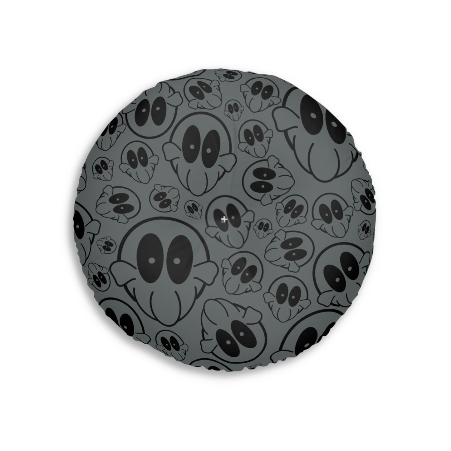 Round Tufted Floor Pillow - Lost October Logo (Grey)