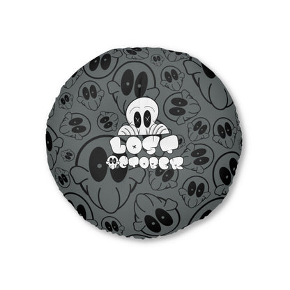 Round Tufted Floor Pillow - Lost October Logo (Grey)