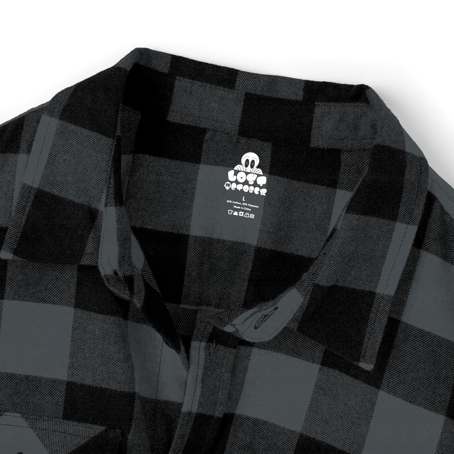 Unisex Black and Gray Flannel Shirt - Pocket Logo