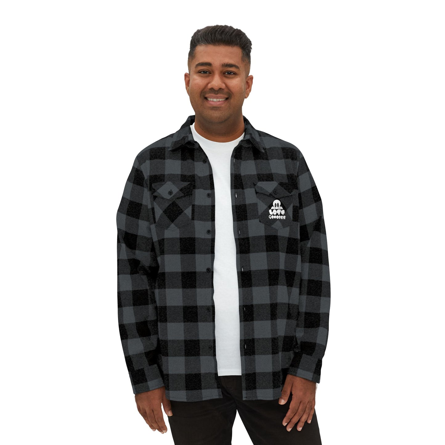Unisex Black and Gray Flannel Shirt - Pocket Logo