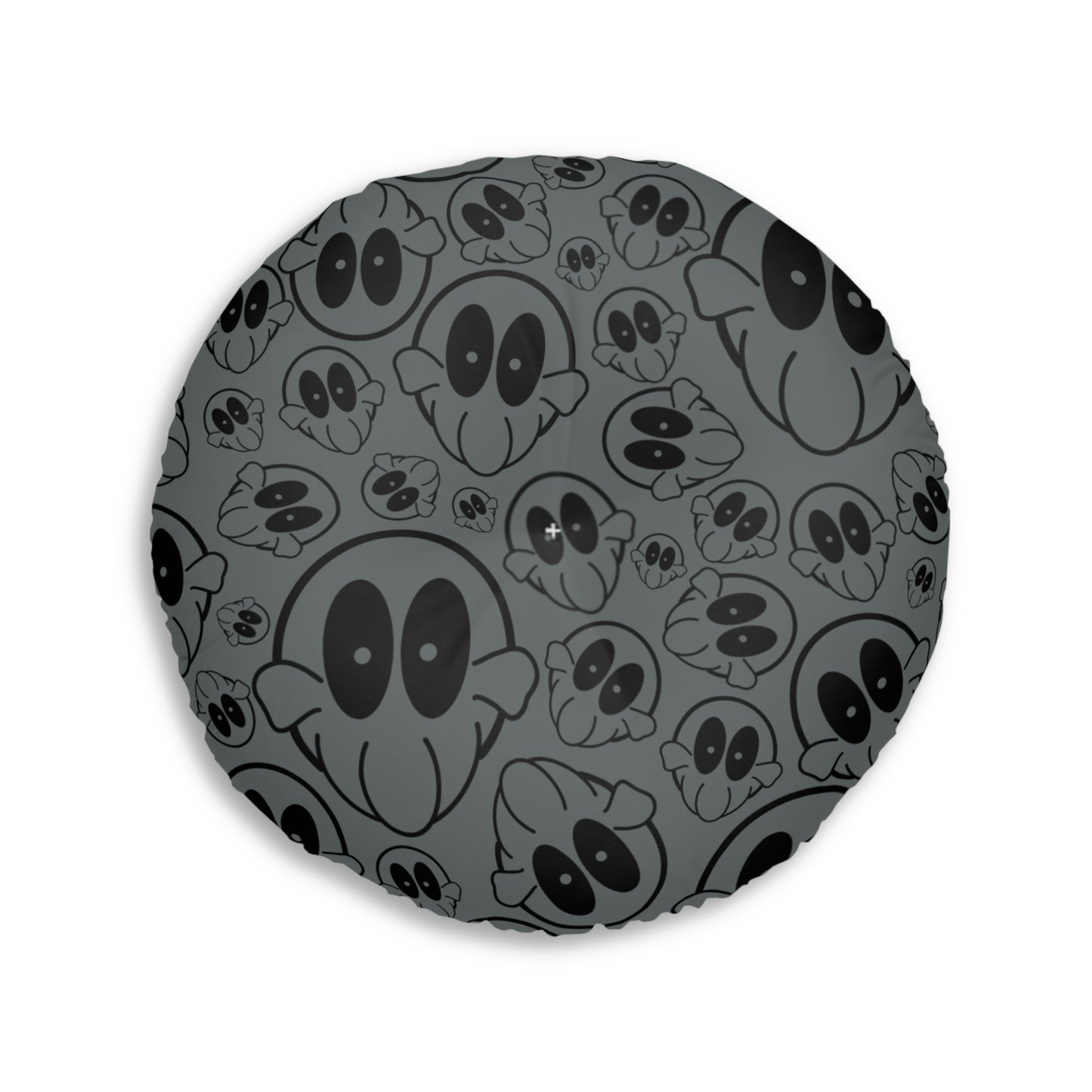 Round Tufted Floor Pillow - Lost October Logo (Grey)