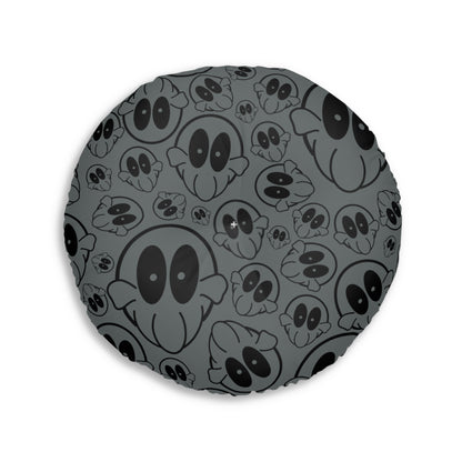 Round Tufted Floor Pillow - Lost October Logo (Grey)