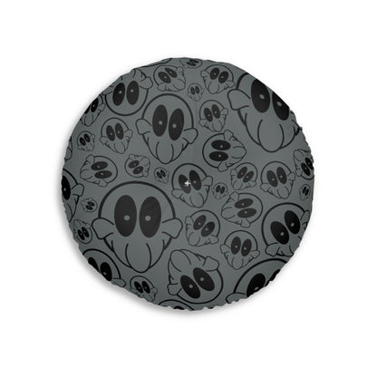 Round Tufted Floor Pillow - Lost October Logo (Grey)